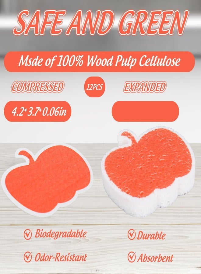 وولاين مجموعة إسفنجات مطبخ خريفية من والين، 12 قطعة، بتصميم يقطين، لغسل الأطباق، إسفنجات تنظيف منزلية ناعمة لا تخدش، مثالية لفصل الخريف وعيد الشكر والمنزل والمطاعم - Image 2